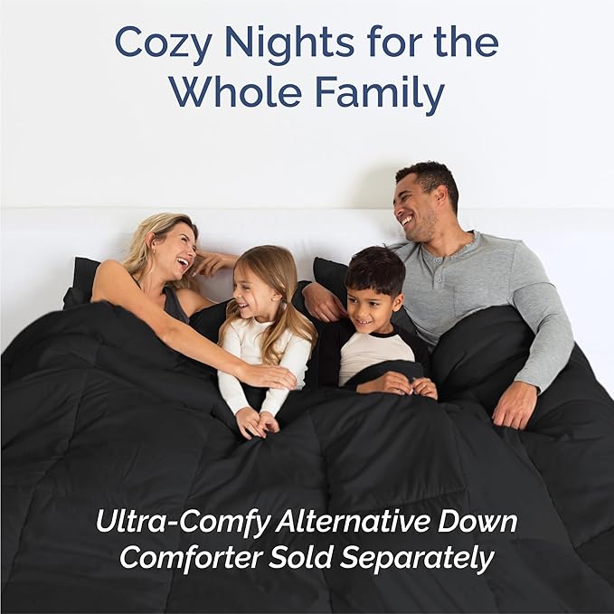 Split King 7 Piece Sheet Set - Cooling & Breathable - Hotel Luxury Bedding - Includes Fitted Sheets for Women, Men, Kids and Teens - 1 Flat, 2 Fitted Sheets, 4 Pillowcases with Deep Pockets - Black