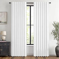 MIULEE 100% Blackout Linen Curtains 42 x 63 Inch Bright White 2 Panels | by MIULEE