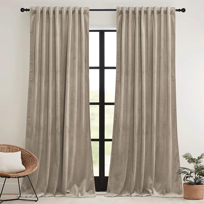 RYB HOME Velvet Curtains 108 inches Long, Extra Long High Ceiling Curtains | - Image 2