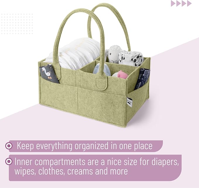 Mr. Pen- Baby Diaper Caddy Organizer, Olive Calm | Nursery Storage Bin and Car - Image 4