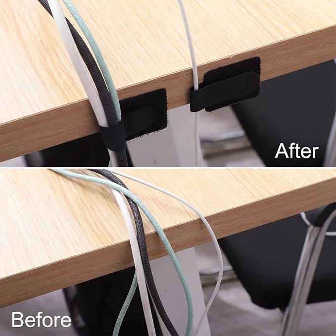 100 Pcs Cable Management Under Desk, Hook and Loop Cable Straps, Residue-Free - Image 6