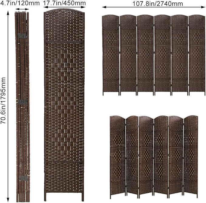 Room Divider 6 Panel Folding Privacy Divider 6 Ft Indoor Wall Divider Portable - Image 7