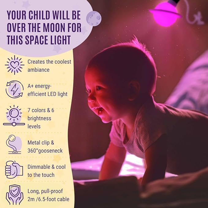 Saturn Clip On Design Night Light Dimmable LED - Image 4