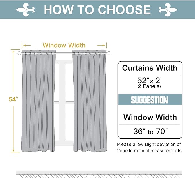 ChrisDowa Blackout Curtains for Bedroom and Living Room 54 Inches Long | 2 - Image 5