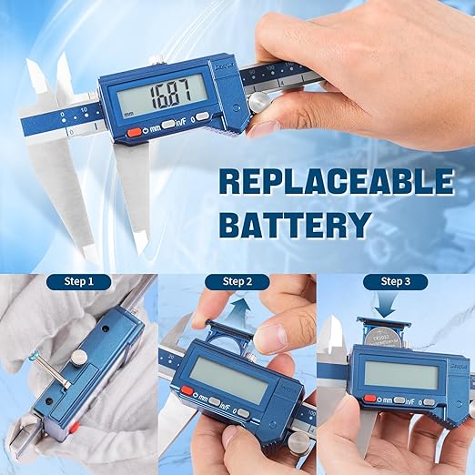 Dasqua Digital Caliper 12", IP54 Stainless Steel Water Resistant Caliper with Large LCD Display and Storage Case, Easy Switch Between Inch/Metric/Fraction, Accuracy 0.001'', Precision Measuring Tool