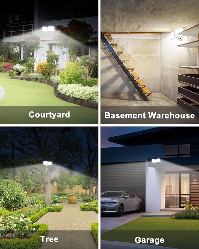 Rechargeable Battery Motion Light, 2500LM & 4000LM Dual Modes Motion Sensor Security Lights, USB Charging Wireless Flood Light Battery Powered, LED Outdoor Lights for Garage,Yard,Porch,Shed(2 Packs)