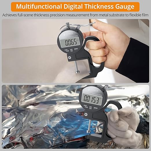 Neoteck Digital Thickness Gauge (Silver-Black, 0-1"/0.00005")
