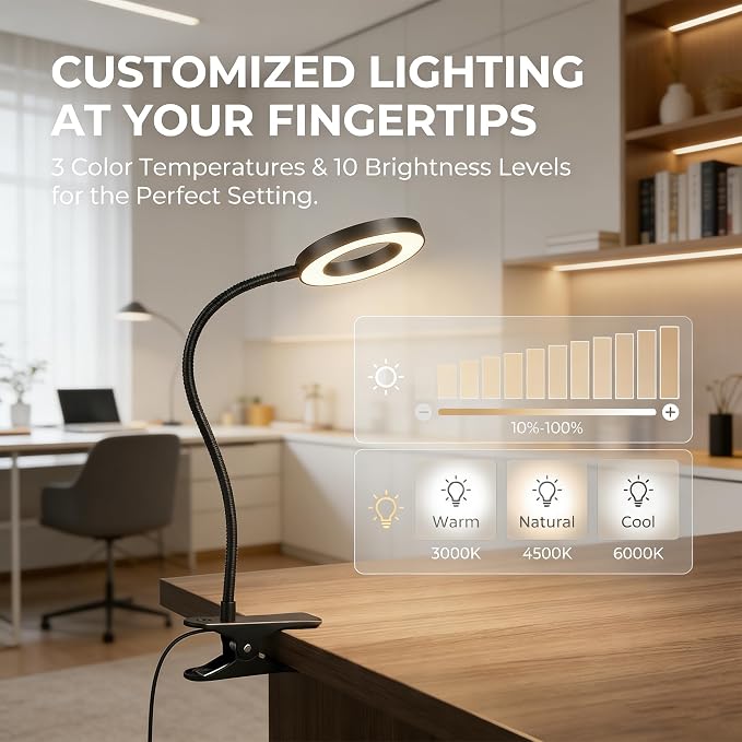 Sunny Power LED Clip On Book Light Eye-Care Bedside Reading Light - Image 3