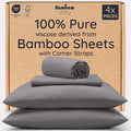 Bambaw 4pcs Full Size Sheet Set - 100% Viscose Derived from Bamboo - Cooling, Soft, Modern - Dark Gray