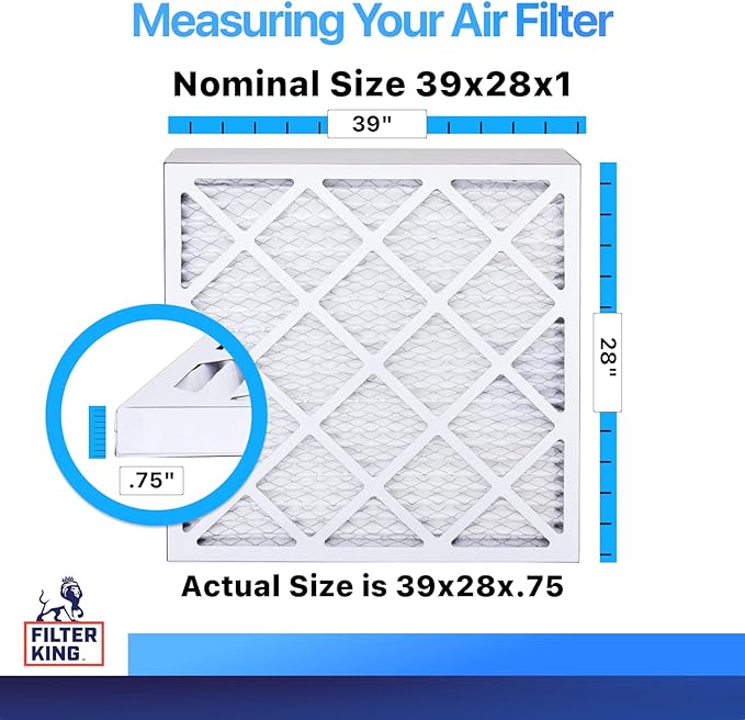 Filter King 39x28x1 Air Filter | 4-PACK | MERV 8 HVAC Pleated A/C Furnace Filters | MADE IN USA | Actual Size: 39 x 28 x .75"