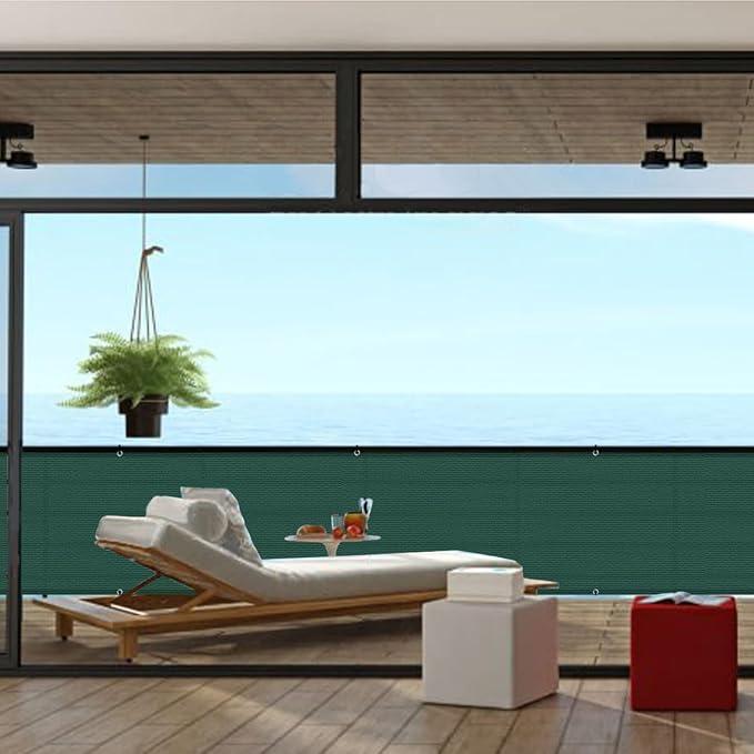 Custom Size 3'x18' Dark Green Balcony Privacy Screen 90% UV Block | Windscreen - Image 4