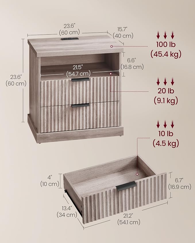 VASAGLE Set of 2 Nightstands - Image 3