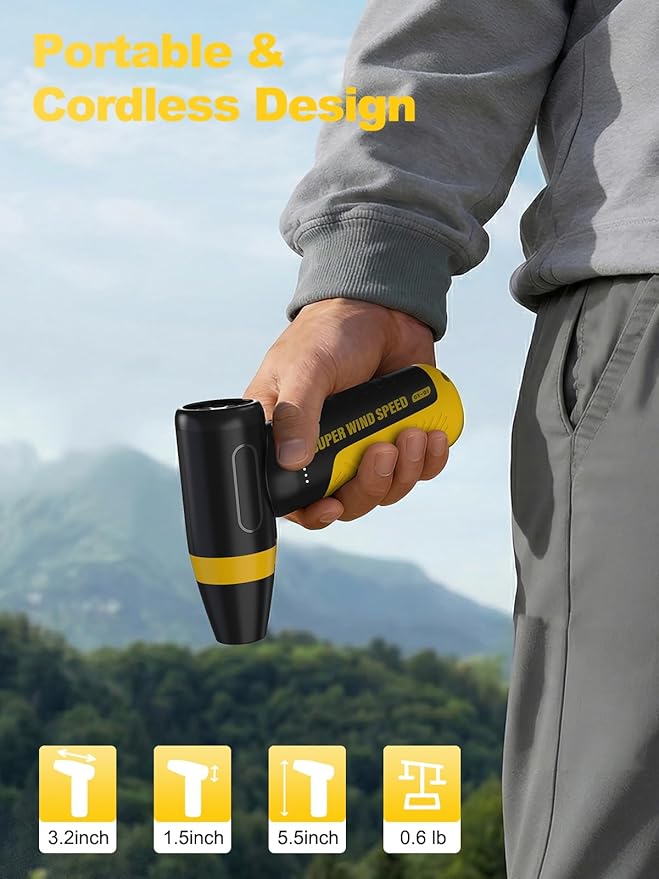 DEEBOX Electric Compressed Air Duster & Blower, 150000 RPM Super Power Adjustable Air Duster, 3 Speed Cordless Mini Blower, USB Rechargeable (5V/2A), Portable Dust Remover for Computer Keyboard Car