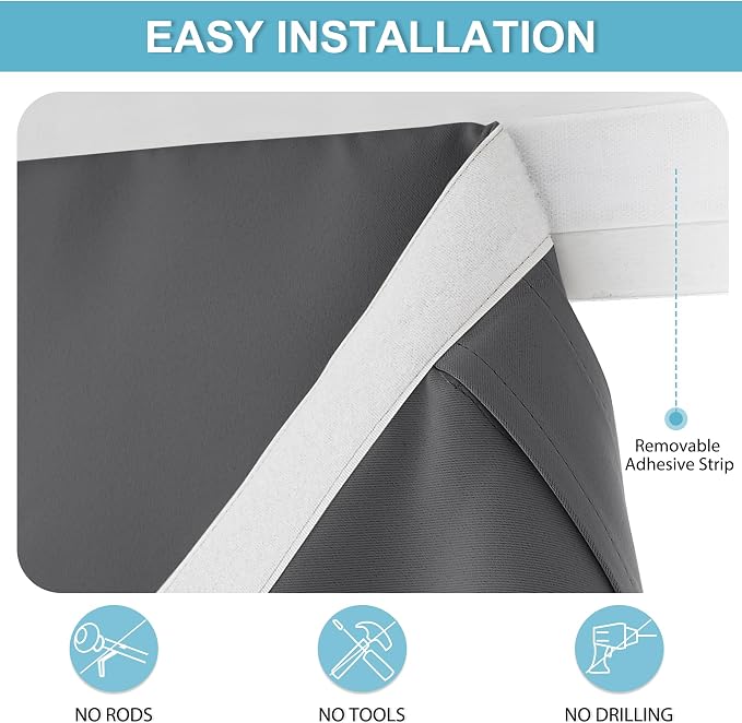 RYB HOME Kitchen Window Curtains Stick on Small Curtains - Image 2