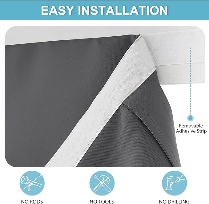 RYB HOME Kitchen Window Curtains Stick on Small Curtains - Image 2