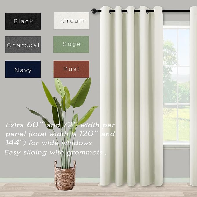 KOUFALL Drapes for Living Room, Half Blackout 72 Inch Wide 96 Inches Long - Image 4