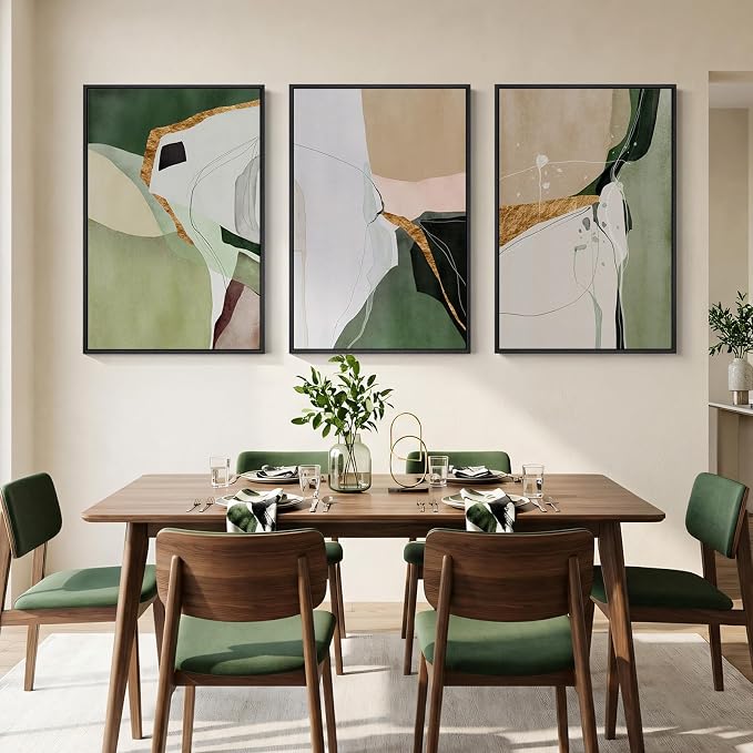 Large Framed Sage Green Abstract Wall Art - Image 4