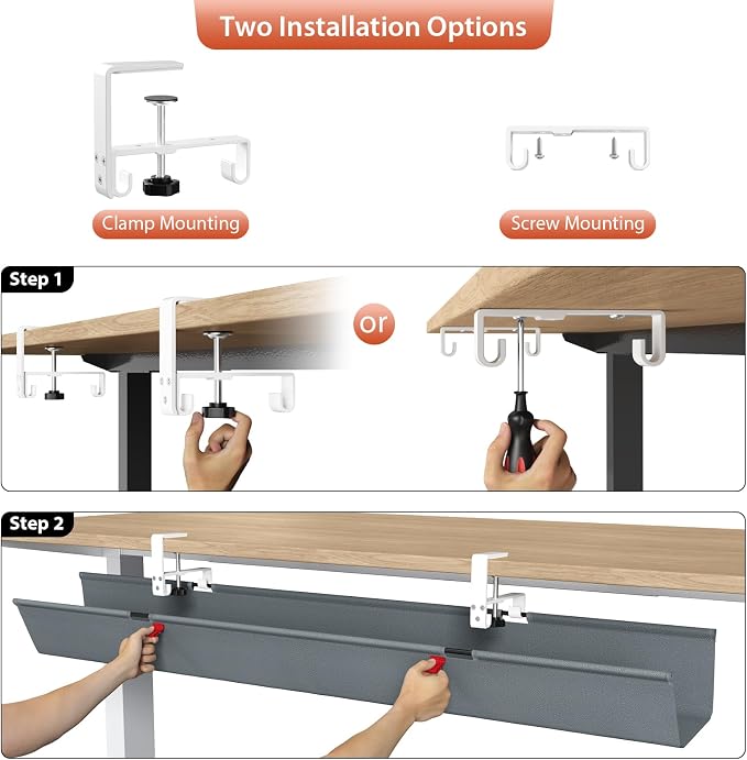 Univivi No Drill Under Desk Cable Management Tray, 48 inch Cable Management | - Image 6