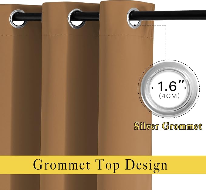 NICETOWN Short Blackout Gold Brown Curtains - Image 2