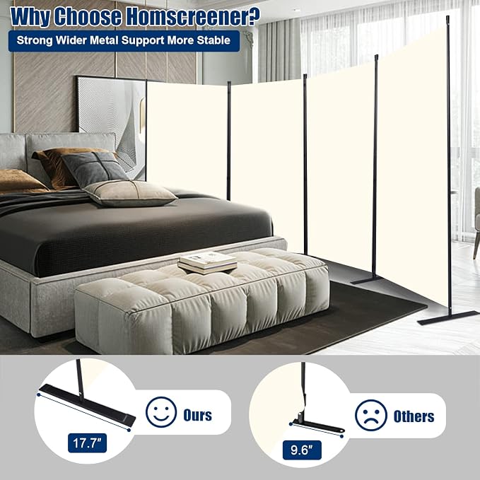 Room Divider 4 Panel-136''Wide, 6FT Room Dividers and Folding Privacy Screen | - Image 3