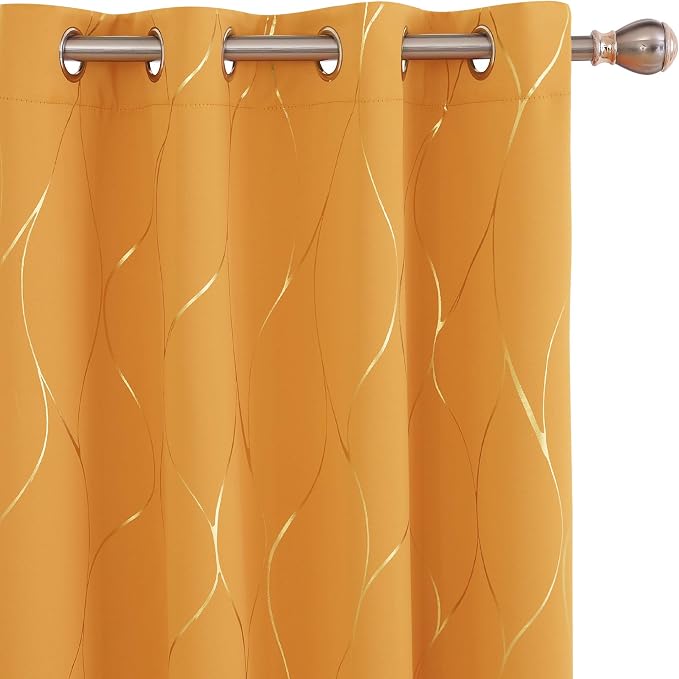 Deconovo Curtains for Living Room, Pattern Blackout Curtains 63 Inches Long | by Unknown