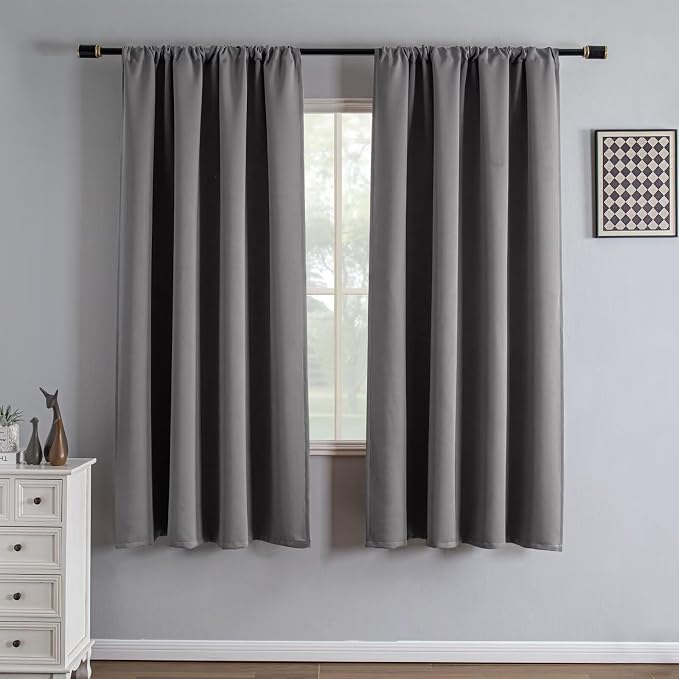 IGEMAEVE Blackout Curtains for Bedroom Grommets Light Grey 52" W x 72" L | by IGEMAEVE