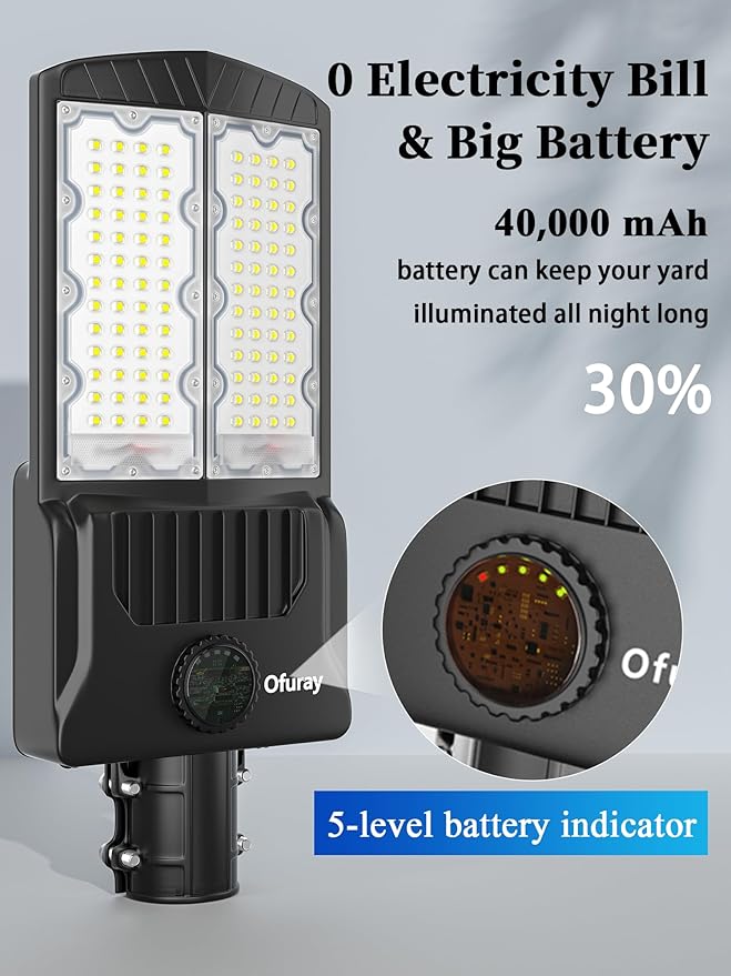Ofuray OL-9600W Solar Street Lights Outdoor,Parking Lot Lights Commercial Dusk to Dawn up to 520,000Lm,40,000mah Big Power Solar Security Flood Remote Control with Motion Sensor for Street,Yark