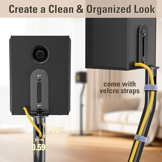 Mounting Dream Speaker Stands Pair, Max 39" Height Adjustable, Heavy Duty Base, 11 lbs Capacity Each, Set of 2 Universal Floor Stands