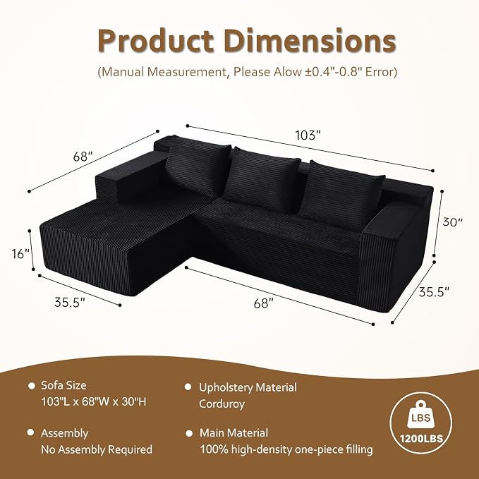 ANONER 103” Modular Sectional Sofa - Image 7