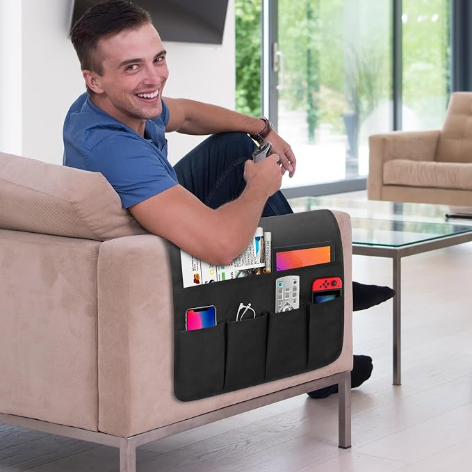 Non-slip Couch Organizer Armchair Caddy, Oxford TV Remote Control Holder - Image 2