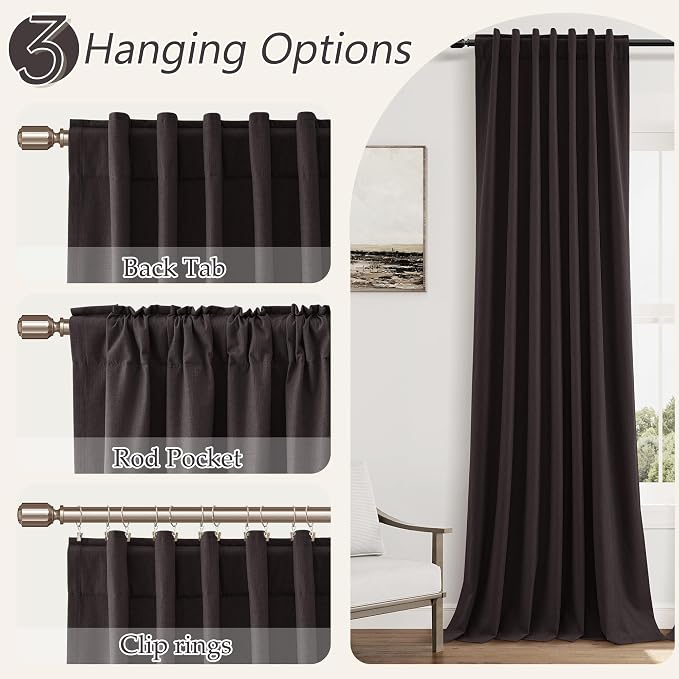 100% Blackout Curtains 90 Inch Length 2 Panels Set - Image 6