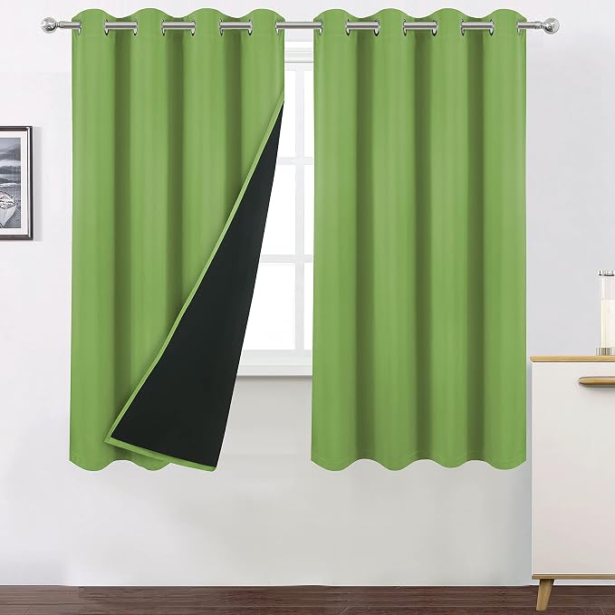100% Blackout Light Green Curtains by Lemomo