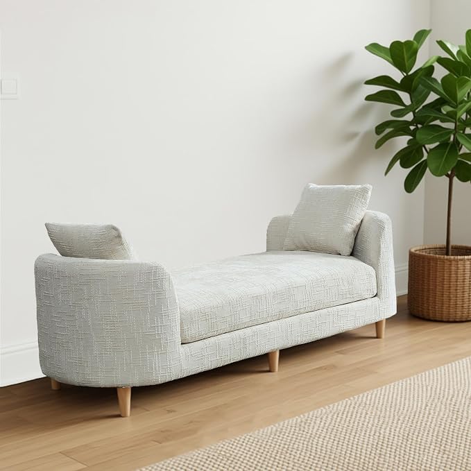77.2" Oversized Chaise Lounge, Curved Soft End of Bed Bench - Image 8