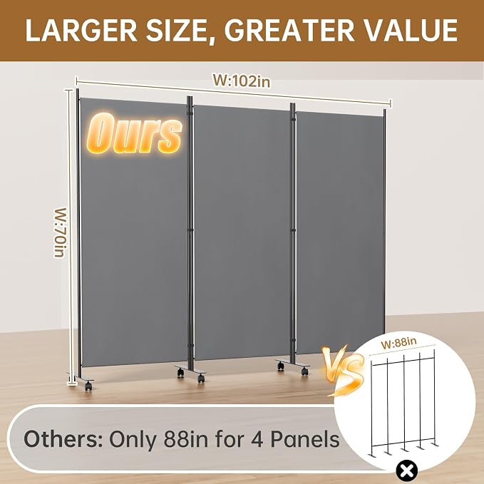 Room Divider 102'' Wide Folding Room Divider Panel - Image 2