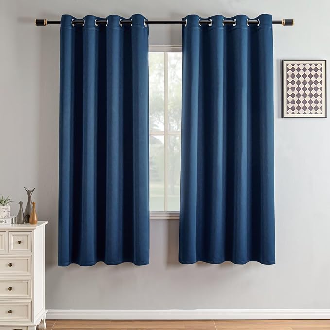 IGEMAEVE Blackout Curtains for Bedroom Grommets Navy Blue 35" W x 72" L | by IGEMAEVE