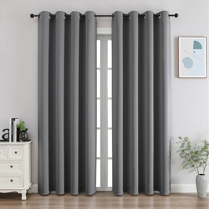 CUCRAF Light Grey Blackout Curtains 90 Inches Long, Thermal Insulated Noise by CUCRAF