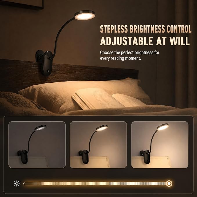 Clip on Light, Stepless Dimmable & 3 Colors Touch Control Clip On Bed Light. - Image 2