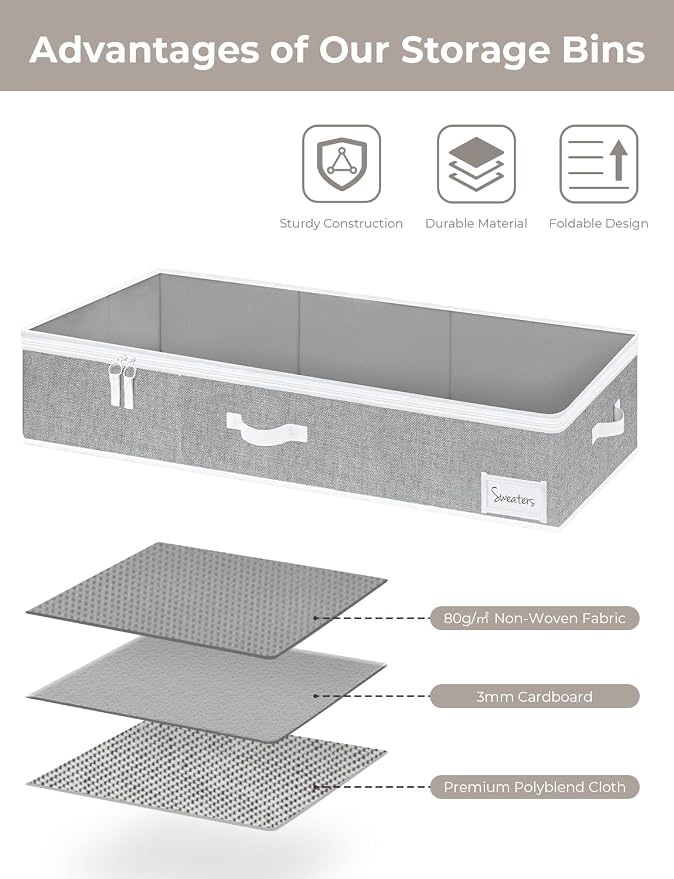 StorageWorks 7 Inch Low Profile Under Bed Storage Containers - Image 6