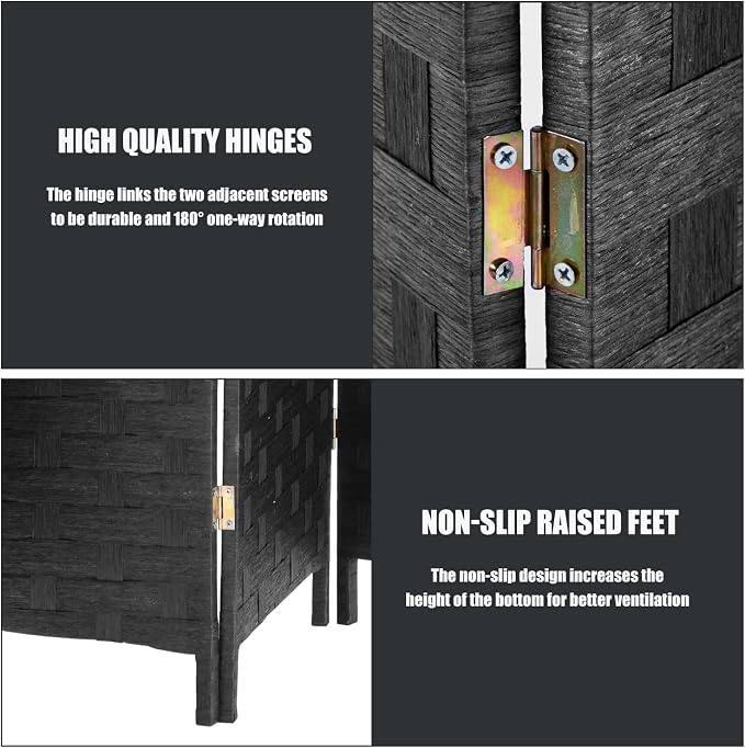 Room Divider, 4 Panels 6FT Folding Privacy Screen Wood Room Divider | Wall Wood - Image 4