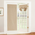 RYB HOME Natural Linen Textured French Door Window Curtains 100% Blackout | by RYBHOME