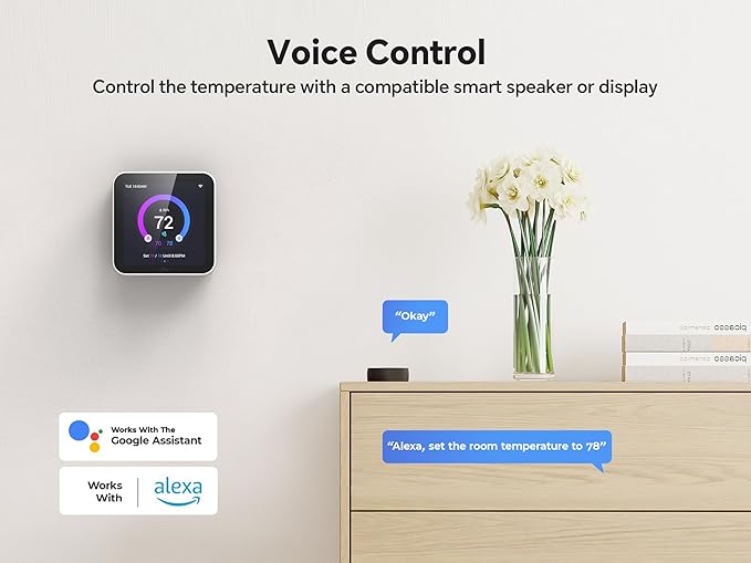 Vine Smart Thermostat - WiFi Programmable Thermostat for House - Compatible with Alexa and Google Assistant, 4.0" Touch Screen Christmas Valentine's Day Optional Wallpaper, C-Wire Required