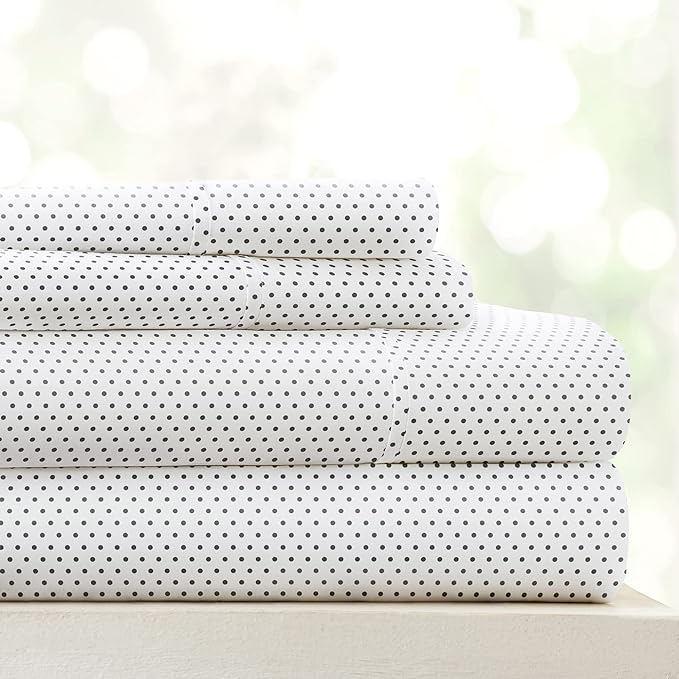Linen Market Double-Brushed Patterned Microfiber Twin Sheet Set 3 Piece – Oeko-TEX Certified Ultra Soft & Wrinkle-Free - 16" Deep Pocket Sheets - Easy Care Twin Size - Stippled Gray