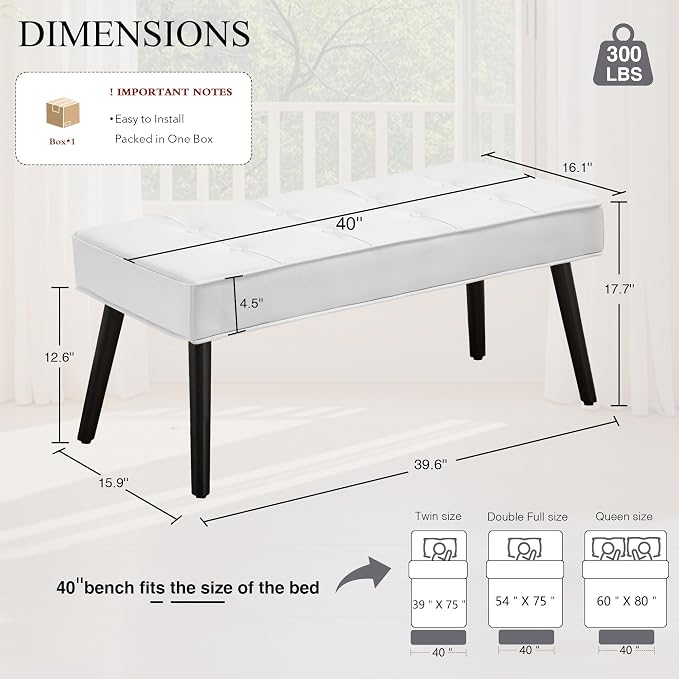 LOULENS Entryway Bench, Button Tufted, Upholstered Bench - Image 3