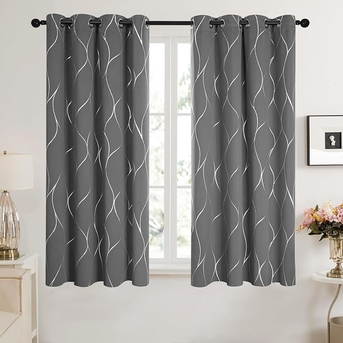 Deconovo Curtains for Living Room, Pattern Blackout Curtains 54 Inches Long | - Image 2