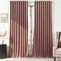 Timeper Wild Rose Pink Velvet Curtains W62 x L96 inches 2 Panels, Light by Timeper