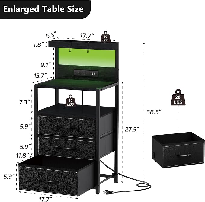 SZLHANJZ Nightstand Set of 2 - Image 3
