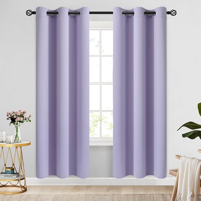 COSVIYA Grommet Blackout Room Darkening Lilac Curtains 72 inch Length | Thick by COSVIYA
