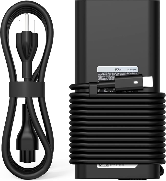 QIOUZW New 90W USB C Laptop Charger Compatible with Dell xps Adapter,LA90PM170 DA90PM170 DA65NM170,Latitude 3400 3500 5400 5289 5300 7400 7300 7390 7200 2in1,Precision 3540 Type C Power Cord Supply