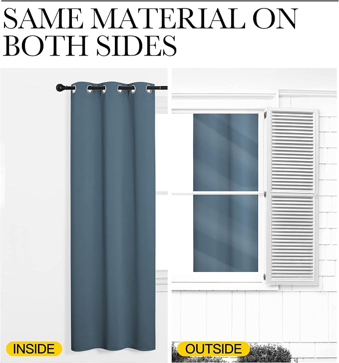 NICETOWN Smoky Blue Blackout Curtains 63 inches Length - Image 5