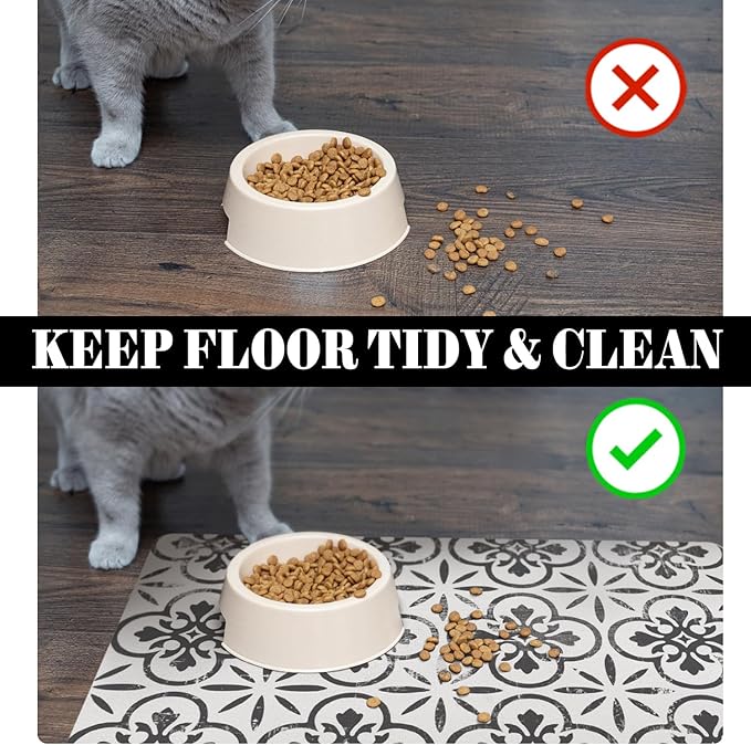 Dog Food Mats for Floors Absorbent, Pet Cat Food Mat - Quick Dry Dog Bowl Mats for Food and Water, Eco-Friendly Boho Pet Supplies
